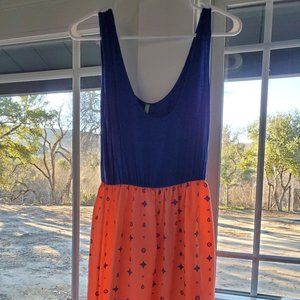 Style Angel Blue & Coral Spring Tank Dress Size M